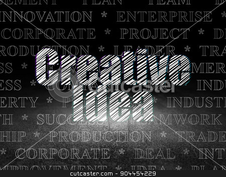 To use this stock image in your creative project, please select the size you need over to the right and click the "Add to Cart" button.
Your downloaded image will come with the Cutcaster watermark removed so don’t worry about the watermark you see on this page. Business concept: Creative Idea in grunge dark room stock photo, Business concept: Glowing text Creative Idea in grunge dark room with Dirty Floor, black background with Tag Cloud by mkabakov