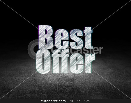 To use this stock image in your creative project, please select the size you need over to the right and click the "Add to Cart" button.
Your downloaded image will come with the Cutcaster watermark removed so don’t worry about the watermark you see on this page. Marketing concept: Best Offer in grunge dark room stock photo, Marketing concept: Glowing text Best Offer in grunge dark room with Dirty Floor, black background by mkabakov