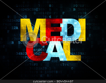 To use this stock image in your creative project, please select the size you need over to the right and click the "Add to Cart" button.
Your downloaded image will come with the Cutcaster watermark removed so don’t worry about the watermark you see on this page. Healthcare concept: Medical on Digital background stock photo, Healthcare concept: Pixelated multicolor text Medical on Digital background, 3d render by mkabakov