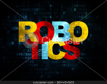 To use this stock image in your creative project, please select the size you need over to the right and click the "Add to Cart" button.
Your downloaded image will come with the Cutcaster watermark removed so don’t worry about the watermark you see on this page. Science concept: Robotics on Digital background stock photo, Science concept: Pixelated multicolor text Robotics on Digital background, 3d render by mkabakov