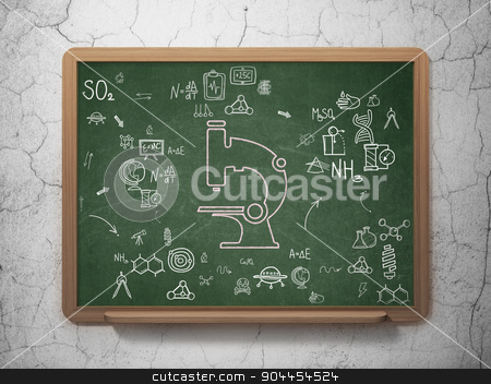 To use this stock image in your creative project, please select the size you need over to the right and click the "Add to Cart" button.
Your downloaded image will come with the Cutcaster watermark removed so don’t worry about the watermark you see on this page. Science concept: Microscope on School Board background stock photo, Science concept: Chalk Pink Microscope icon on School Board background with Scheme Of Hand Drawn Science Icons, 3d render by mkabakov