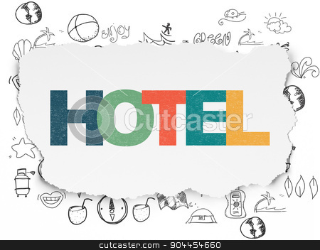 To use this stock image in your creative project, please select the size you need over to the right and click the "Add to Cart" button.
Your downloaded image will come with the Cutcaster watermark removed so don’t worry about the watermark you see on this page. Vacation concept: Hotel on Torn Paper background stock photo, Vacation concept: Painted multicolor text Hotel on Torn Paper background with Hand Drawn Vacation Icons, 3d render by mkabakov