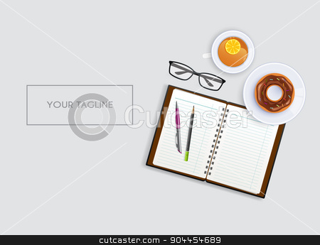 To use this stock image in your creative project, please select the size you need over to the right and click the "Add to Cart" button.
Your downloaded image will come with the Cutcaster watermark removed so don’t worry about the watermark you see on this page. Scene with notebook and tea stock vector clipart, Vector illustration of Scene with notebook and tea by SonneOn