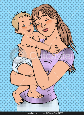 To use this stock image in your creative project, please select the size you need over to the right and click the "Add to Cart" button.
Your downloaded image will come with the Cutcaster watermark removed so don’t worry about the watermark you see on this page. Mom woman with a baby in her arms stock vector clipart, Mom woman with a baby in her arms. Modern joyful girl by rogistok