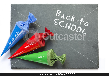 To use this stock image in your creative project, please select the size you need over to the right and click the "Add to Cart" button.
Your downloaded image will come with the Cutcaster watermark removed so don’t worry about the watermark you see on this page. school cones on a chartboard with message good luck stock photo, three colurful school cones with the words knowledge, friends and skills, on a chartboard with the words back to school, isolated on a white background
by Maren Winter