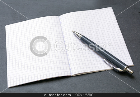To use this stock image in your creative project, please select the size you need over to the right and click the "Add to Cart" button.
Your downloaded image will come with the Cutcaster watermark removed so don’t worry about the watermark you see on this page. ballpoint pens and a blank notebook with graph paper stock photo, ballpoint pens and a blank notebook with graph paper on a gray blotting pad, copy space by Maren Winter