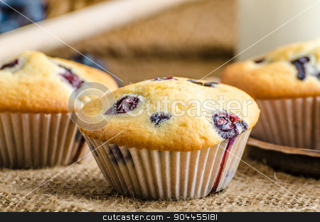 To use this stock image in your creative project, please select the size you need over to the right and click the "Add to Cart" button.
Your downloaded image will come with the Cutcaster watermark removed so don’t worry about the watermark you see on this page. Blueberry muffins stock photo, Blueberry muffins milk and jam in background and basket full of blueberries by Peteer