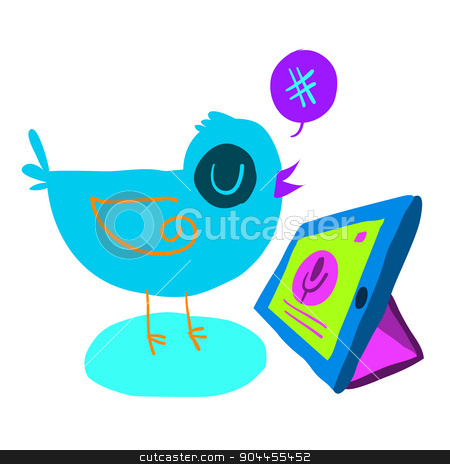 To use this stock image in your creative project, please select the size you need over to the right and click the "Add to Cart" button.
Your downloaded image will come with the Cutcaster watermark removed so don’t worry about the watermark you see on this page. Cartoon bird tweet with tablet flat icon. stock vector clipart, The vector illustration for ui, web games, tablets, wallpapers, and patterns. by lemon5ky