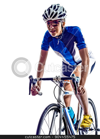 To use this stock image in your creative project, please select the size you need over to the right and click the "Add to Cart" button.
Your downloaded image will come with the Cutcaster watermark removed so don’t worry about the watermark you see on this page. woman triathlon ironman athlete cyclist cycling stock photo, woman triathlon ironman athlete cyclist cycling on white background by Ishadow