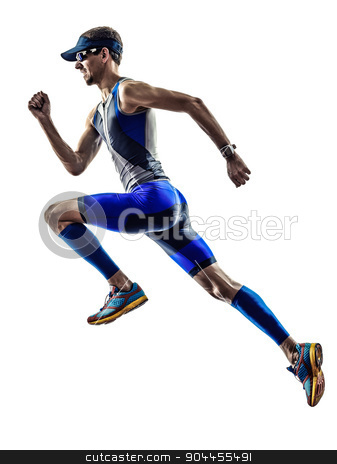 To use this stock image in your creative project, please select the size you need over to the right and click the "Add to Cart" button.
Your downloaded image will come with the Cutcaster watermark removed so don’t worry about the watermark you see on this page. man triathlon ironman athlete runners running stock photo, man triathlon iron man athlete runners running in silhouette on white background by Ishadow