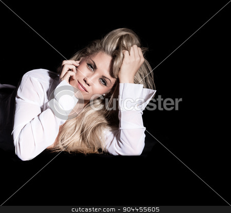 To use this stock image in your creative project, please select the size you need over to the right and click the "Add to Cart" button.
Your downloaded image will come with the Cutcaster watermark removed so don’t worry about the watermark you see on this page. portrait of beautiful blonde woman stock photo, portrait of beautiful blonde woman on black background by sijohnsen