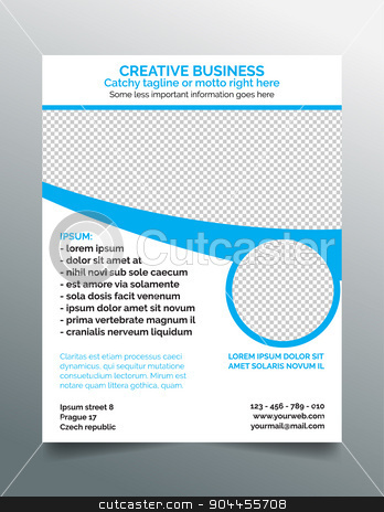 To use this stock image in your creative project, please select the size you need over to the right and click the "Add to Cart" button.
Your downloaded image will come with the Cutcaster watermark removed so don’t worry about the watermark you see on this page. Creative modern business flyer template - light blue design stock vector clipart, Creative business flyer template - modern sleek design in light blue- 8.5x11 inches layout. by Michal