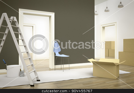 To use this stock image in your creative project, please select the size you need over to the right and click the "Add to Cart" button.
Your downloaded image will come with the Cutcaster watermark removed so don’t worry about the watermark you see on this page. room with a ladder stock photo, 3d render of renew a room with a ladder by Markus Gann