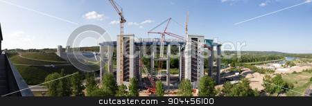 To use this stock image in your creative project, please select the size you need over to the right and click the "Add to Cart" button.
Your downloaded image will come with the Cutcaster watermark removed so don’t worry about the watermark you see on this page. Niederfinow construction site Panorama stock photo, Panorama of the construction site for the new ship lift in Niederfinow by Bernd Kröger
