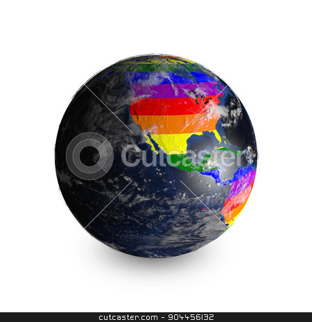 To use this stock image in your creative project, please select the size you need over to the right and click the "Add to Cart" button.
Your downloaded image will come with the Cutcaster watermark removed so don’t worry about the watermark you see on this page. Earth On White Background. Continents Colored In LGBT Colors. Elements of this image furnished by NASA stock photo, 3D rendered image. Earth On White Background. Continents Colored In LGBT Colors. by Maribor