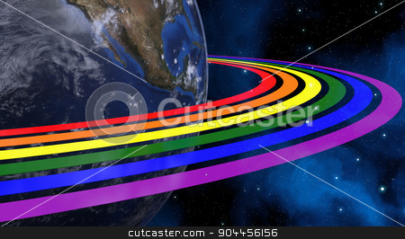 To use this stock image in your creative project, please select the size you need over to the right and click the "Add to Cart" button.
Your downloaded image will come with the Cutcaster watermark removed so don’t worry about the watermark you see on this page. Earth From Space With Rainbow Rings. Continents Colored In LGBT Colors. Elements of this image furnished by NASA stock photo, 3D rendered image. Earth From Space. Continents Colored In LGBT Colors. by Maribor