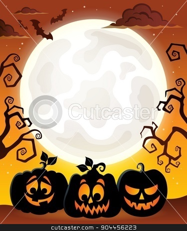 To use this stock image in your creative project, please select the size you need over to the right and click the "Add to Cart" button.
Your downloaded image will come with the Cutcaster watermark removed so don’t worry about the watermark you see on this page. Moon with Halloween pumpkin silhouettes stock vector clipart, Moon with Halloween pumpkin silhouettes - eps10 vector illustration. by Klara Viskova