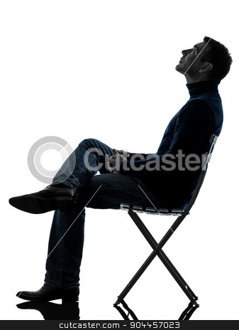 To use this stock image in your creative project, please select the size you need over to the right and click the "Add to Cart" button.
Your downloaded image will come with the Cutcaster watermark removed so don’t worry about the watermark you see on this page. man sitting looking up silhouette full length stock photo, one man sitting looking up full length in silhouette studio isolated on white background by Ishadow