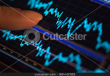 To use this stock image in your creative project, please select the size you need over to the right and click the "Add to Cart" button.
Your downloaded image will come with the Cutcaster watermark removed so don’t worry about the watermark you see on this page. mobile finance stock photo, Finger and phone with finance statistic by olinchuk