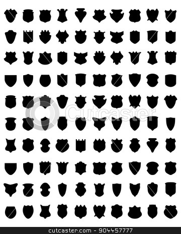 To use this stock image in your creative project, please select the size you need over to the right and click the "Add to Cart" button.
Your downloaded image will come with the Cutcaster watermark removed so don’t worry about the watermark you see on this page. shields stock vector clipart, Black silhouettes of shields on white a background, vector by Matovic Ratko