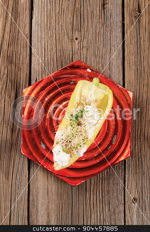To use this stock image in your creative project, please select the size you need over to the right and click the "Add to Cart" button.
Your downloaded image will come with the Cutcaster watermark removed so don’t worry about the watermark you see on this page. Healthy appetizer stock photo, Pepper with curd cheese and lentil sprouts by Digifoodstock