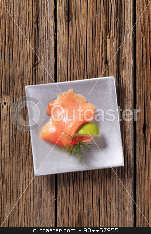 To use this stock image in your creative project, please select the size you need over to the right and click the "Add to Cart" button.
Your downloaded image will come with the Cutcaster watermark removed so don’t worry about the watermark you see on this page. Smoked salmon stock photo, Thin slice of smoked salmon and wedge of lime by Digifoodstock