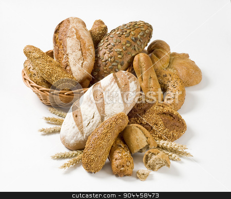 To use this stock image in your creative project, please select the size you need over to the right and click the "Add to Cart" button.
Your downloaded image will come with the Cutcaster watermark removed so don’t worry about the watermark you see on this page. Variety of brown bread stock photo, Various types of bread and rolls - studio by Digifoodstock