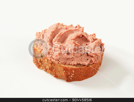 To use this stock image in your creative project, please select the size you need over to the right and click the "Add to Cart" button.
Your downloaded image will come with the Cutcaster watermark removed so don’t worry about the watermark you see on this page. Pate canape stock photo, Slice of whole grain bread roll spread with pate by Digifoodstock