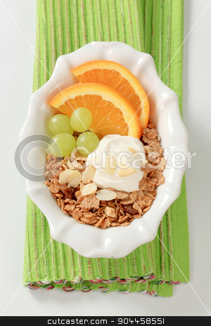 To use this stock image in your creative project, please select the size you need over to the right and click the "Add to Cart" button.
Your downloaded image will come with the Cutcaster watermark removed so don’t worry about the watermark you see on this page. Breakfast cereal with fruit and quark stock photo, Bowl of breakfast cereals with fresh fruit and quark by Digifoodstock