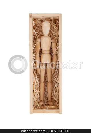 To use this stock image in your creative project, please select the size you need over to the right and click the "Add to Cart" button.
Your downloaded image will come with the Cutcaster watermark removed so don’t worry about the watermark you see on this page. Wood figure mannequin in a wooden box stock photo, Wood figure mannequin in a wooden box - concept of death or retail by michaklootwijk