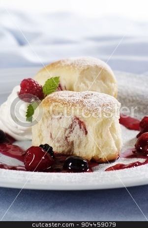 To use this stock image in your creative project, please select the size you need over to the right and click the "Add to Cart" button.
Your downloaded image will come with the Cutcaster watermark removed so don’t worry about the watermark you see on this page. Sweet Yeast Buns with Jam Filling stock photo, Jam filled sweet yeast buns and cream by Digifoodstock