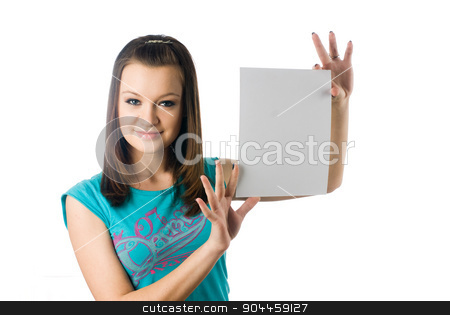 To use this stock image in your creative project, please select the size you need over to the right and click the "Add to Cart" button.
Your downloaded image will come with the Cutcaster watermark removed so don’t worry about the watermark you see on this page. Girl wth blank sheet stock photo, Young woman showing blank sheet of paper at isolated background by Aikon