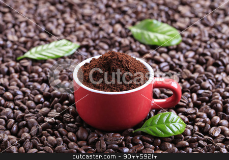To use this stock image in your creative project, please select the size you need over to the right and click the "Add to Cart" button.
Your downloaded image will come with the Cutcaster watermark removed so don’t worry about the watermark you see on this page. Ground coffee stock photo, Freshly ground coffee in a red cup by Digifoodstock