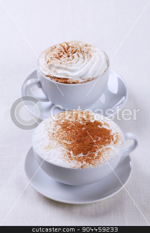 To use this stock image in your creative project, please select the size you need over to the right and click the "Add to Cart" button.
Your downloaded image will come with the Cutcaster watermark removed so don’t worry about the watermark you see on this page. Coffee drinks stock photo, Cups of cappuccino and Vienna coffee by Digifoodstock