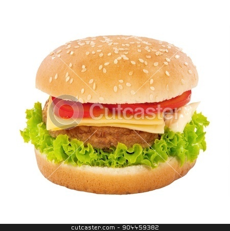 To use this stock image in your creative project, please select the size you need over to the right and click the "Add to Cart" button.
Your downloaded image will come with the Cutcaster watermark removed so don’t worry about the watermark you see on this page. Cheeseburger stock photo, Single cheeseburger isolated on white
background by Digifoodstock