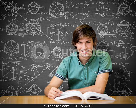 To use this stock image in your creative project, please select the size you need over to the right and click the "Add to Cart" button.
Your downloaded image will come with the Cutcaster watermark removed so don’t worry about the watermark you see on this page. Composite image of student sitting in library reading stock photo, Student sitting in library reading against black background by Wavebreak Media