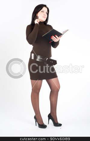 To use this stock image in your creative project, please select the size you need over to the right and click the "Add to Cart" button.
Your downloaded image will come with the Cutcaster watermark removed so don’t worry about the watermark you see on this page. Beautiful business lady stock photo, Attractive young businesswoman standing with diary log by Aikon