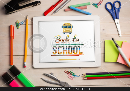 To use this stock image in your creative project, please select the size you need over to the right and click the "Add to Cart" button.
Your downloaded image will come with the Cutcaster watermark removed so don’t worry about the watermark you see on this page. Composite image of back to school stock photo, back to school against students desk with tablet pc by Wavebreak Media
