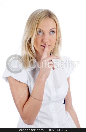 To use this stock image in your creative project, please select the size you need over to the right and click the "Add to Cart" button.
Your downloaded image will come with the Cutcaster watermark removed so don’t worry about the watermark you see on this page. Woman gesturing to silence stock photo, Young pretty woman showing gesture keep. Isolated over white by Aikon