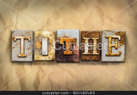 To use this stock image in your creative project, please select the size you need over to the right and click the "Add to Cart" button.
Your downloaded image will come with the Cutcaster watermark removed so don’t worry about the watermark you see on this page. Tithe Concept Rusted Metal Type stock photo, The word