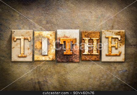 To use this stock image in your creative project, please select the size you need over to the right and click the "Add to Cart" button.
Your downloaded image will come with the Cutcaster watermark removed so don’t worry about the watermark you see on this page. Tithe Concept Letterpress Leather Theme stock photo, The word