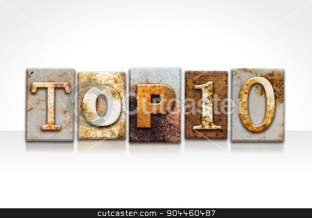 To use this stock image in your creative project, please select the size you need over to the right and click the "Add to Cart" button.
Your downloaded image will come with the Cutcaster watermark removed so don’t worry about the watermark you see on this page. Top 10 Letterpress Concept Isolated on White stock photo, The word