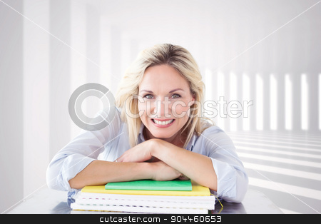 To use this stock image in your creative project, please select the size you need over to the right and click the "Add to Cart" button.
Your downloaded image will come with the Cutcaster watermark removed so don’t worry about the watermark you see on this page. Composite image of mature student smiling stock photo, Mature student smiling against curved white room by Wavebreak Media