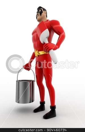 To use this stock image in your creative project, please select the size you need over to the right and click the "Add to Cart" button.
Your downloaded image will come with the Cutcaster watermark removed so don’t worry about the watermark you see on this page. 3d superhero with paint bucket and brush concept stock photo, 3d superhero with paint bucket and brush concept on white background, side angle view by 3dlabs