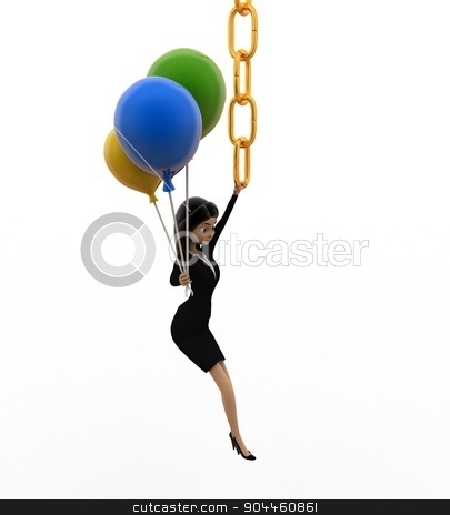 To use this stock image in your creative project, please select the size you need over to the right and click the "Add to Cart" button.
Your downloaded image will come with the Cutcaster watermark removed so don’t worry about the watermark you see on this page. 3d woman hanging on chain and holding balloons concept stock photo, 3d woman hanging on chain and holding balloons concept on white background, top angle view by 3dlabs
