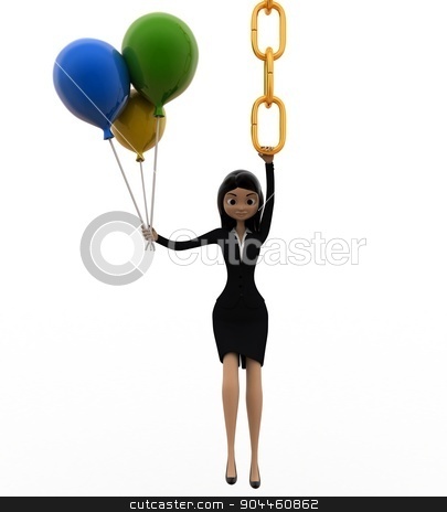To use this stock image in your creative project, please select the size you need over to the right and click the "Add to Cart" button.
Your downloaded image will come with the Cutcaster watermark removed so don’t worry about the watermark you see on this page. 3d woman hanging on chain and holding balloons concept stock photo, 3d woman hanging on chain and holding balloons concept on white background, front angle view by 3dlabs