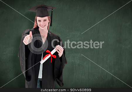 To use this stock image in your creative project, please select the size you need over to the right and click the "Add to Cart" button.
Your downloaded image will come with the Cutcaster watermark removed so don’t worry about the watermark you see on this page. Composite image of teenage girl celebrating graduation with thum stock photo, Teenage Girl Celebrating Graduation with thumbs up against green chalkboard by Wavebreak Media
