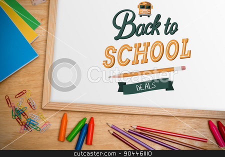 To use this stock image in your creative project, please select the size you need over to the right and click the "Add to Cart" button.
Your downloaded image will come with the Cutcaster watermark removed so don’t worry about the watermark you see on this page. Composite image of back to school stock photo, back to school against chalkboard on desk by Wavebreak Media