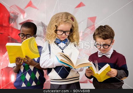 To use this stock image in your creative project, please select the size you need over to the right and click the "Add to Cart" button.
Your downloaded image will come with the Cutcaster watermark removed so don’t worry about the watermark you see on this page. Composite image of school kids stock photo, School kids against angular design by Wavebreak Media