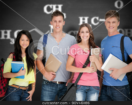 To use this stock image in your creative project, please select the size you need over to the right and click the "Add to Cart" button.
Your downloaded image will come with the Cutcaster watermark removed so don’t worry about the watermark you see on this page. Composite image of students looking at the camera as they hold n stock photo, Students looking at the camera as they hold notepads against black background by Wavebreak Media